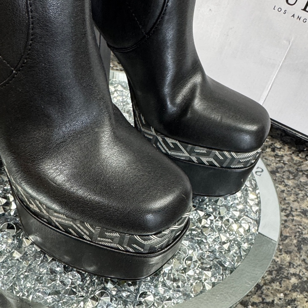 Guess Cabala Black Platform Boots with Silver Accents NWT 7 - Picture 3 of 14